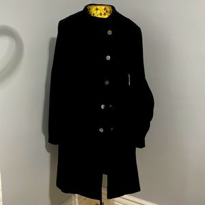 PRADA - 95% Wool Coat with Balloon Sleeves & Snap Closure